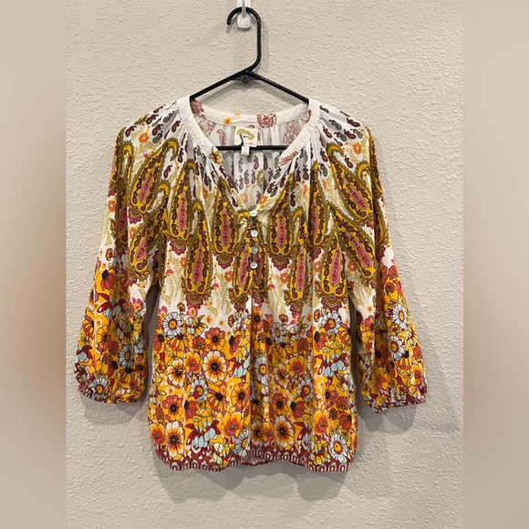 Fig and Flower floral damask womens top size small - Picture 1 of 3